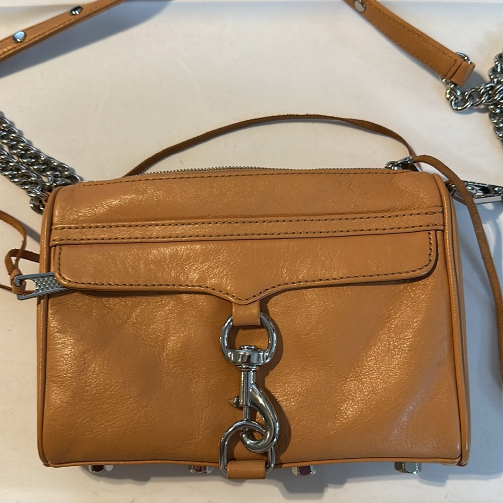 REBECCA MINKOFF Mini M.A.C. Leather Crossbody Bag in HONEY